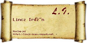 Lincz Irén névjegykártya