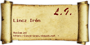 Lincz Irén névjegykártya